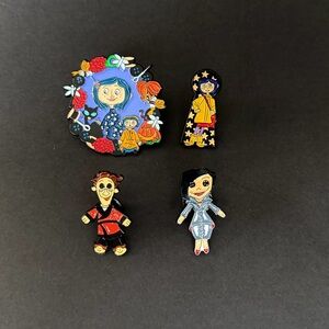 Coraline Enamel Pin Set - Cute Character Pins